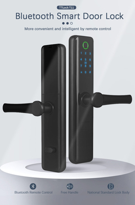 Daireler için FCC Siyah Bluetooth Parmak İzi Sensörü Kapı Kilidi Standart 6068