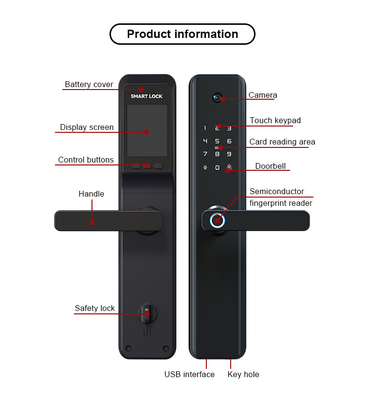 WiFi Elektronik Biyometrik Parmak İzi Kapı Kilidi Kameralı Alüminyum Alaşımlı / Tuya Uygulaması