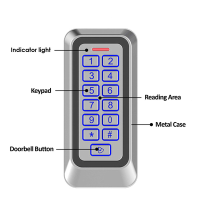 Metal Kasa Dış Mekan Ip67 EM/MF Kart Okuyucu ve Arkadan Aydınlatmalı Tuş Takımı