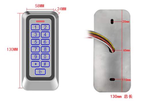 Su Geçirmez IP67 Metal Kasa RFID Kart Tuş Takımı Bağımsız Erişim Kontrolü 1000 Kullanıcı