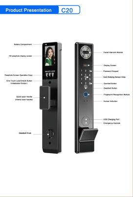 Su geçirmez TTlock Tuya Uygulaması Parmak İzi Kod Kartı Anahtar Akıllı Kapı Kilidi