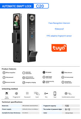 Su geçirmez TTlock Tuya Uygulaması Parmak İzi Kod Kartı Anahtar Akıllı Kapı Kilidi