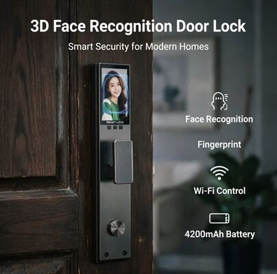 Su Geçirmez Akıllı Kilit Gerçek Zamanlı Video 3d Yüz Tanıma Akıllı Parmak İzi Kilidi